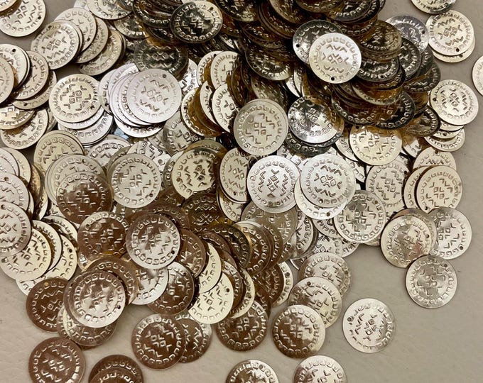 Rose Gold Coin Charms - Tribal Embossed Metal Pendants for Jewelry Making - 50 Pcs
