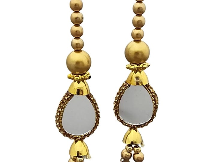 Mirror Tassels | Golden Beaded Latkan, Saree Blouse Decor (Set of 2)