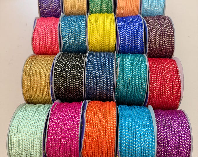 Metallic Lurex Braided Cord – 2mm Decorative Trim for Jewelry, Crafts (18 Yards)