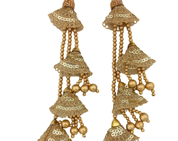 Handmade Long Tassels for Lehenga Blouse Latkan hanging ornaments for Indian ethnic outfits  - Set of 2 Tassels