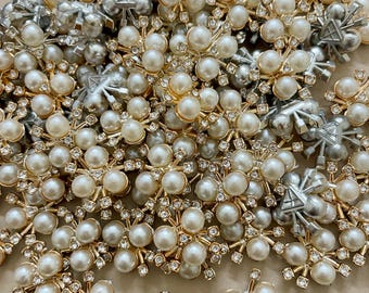 25 Pcs Pack Pearls Appliqué Patches for DIY Projects