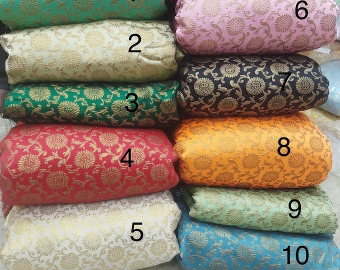 Floral jacquard silk embroidered fabric by yard width 44 inches