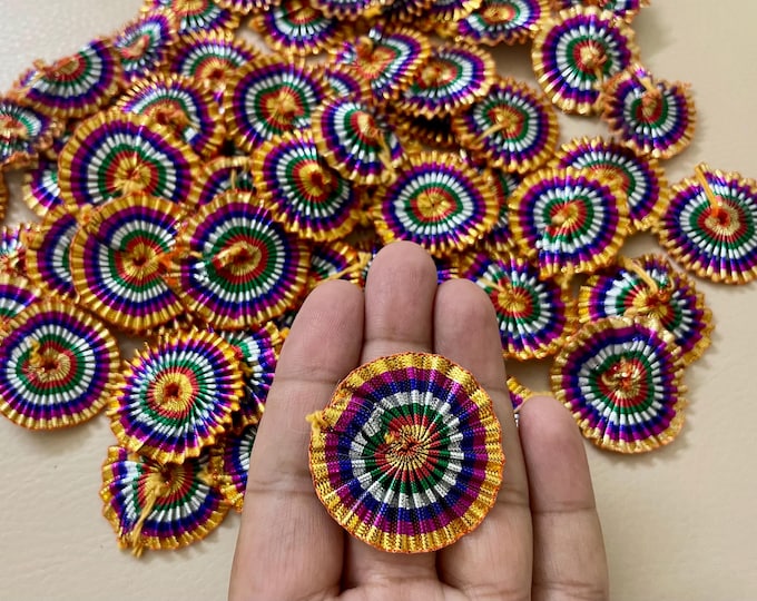 Handmade Embroidered Applique Patches | Floral Gota Embellishments, Multicolor (100 Pcs)