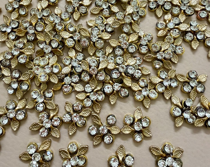 Gold Rhinestone Applique Embroidery Patches – Pack of 25