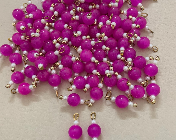 Pink Beaded Charm Dangles Pack of 50 | Pearl Bead Connectors | Handmade Jewelry Findings