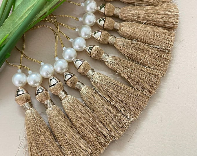 1 Pair Gold Beaded Ball Tassels | Indian Latkan for Saree Blouse Lehenga | Ethnic Dress Embellishment