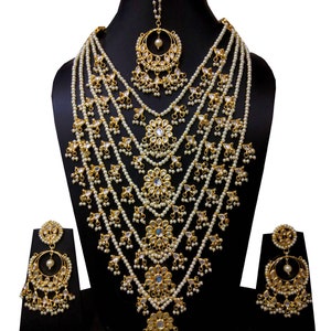 Indian Jewelry Long Kundan Necklace Set for women Polki Rani Haar Multi Layered Bridal Wedding Necklace Jewellery