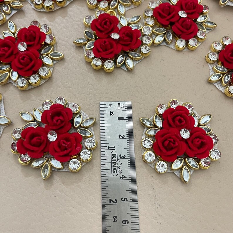 Rinestone Roses Red Rose Rhinestone Applique Patches – Floral Embellishments, Pack of 5 ...