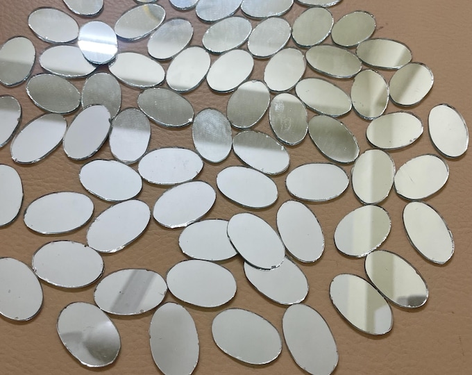 Real Glass Mirror Oval Shape | Shisha Embroidery Sewing Mirrors | 25 pcs Appliques
