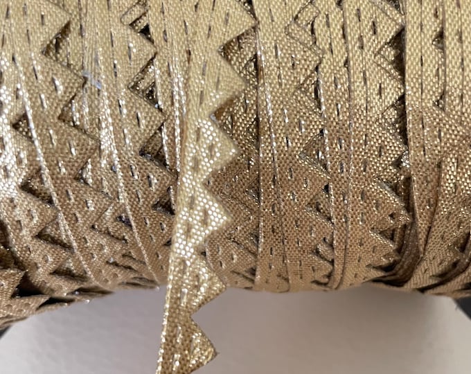 18 Yard Roll - Narrow Gold Zig Zag Lace Trim | Metallic Gota Patti Border
