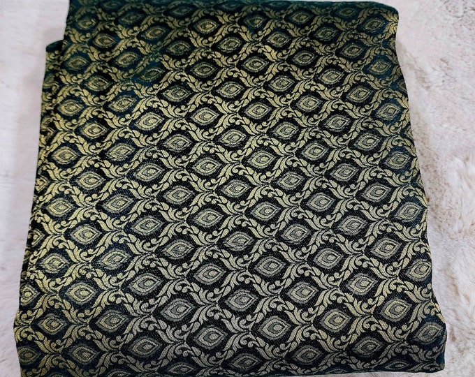 Brocade fabric green sewing designer silk brocade jacquard dress making material  width 46"