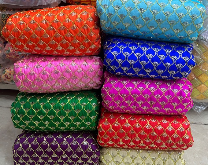 Gold Sequin Embroidered Fabric, 44" Wide, Wedding Dress Material