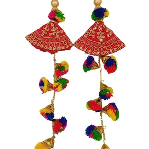 Multi-Color Pompom Tassels for Lehenga Choli embellishment Stylish women Bags Latkan ( Set of 2 tassels)
