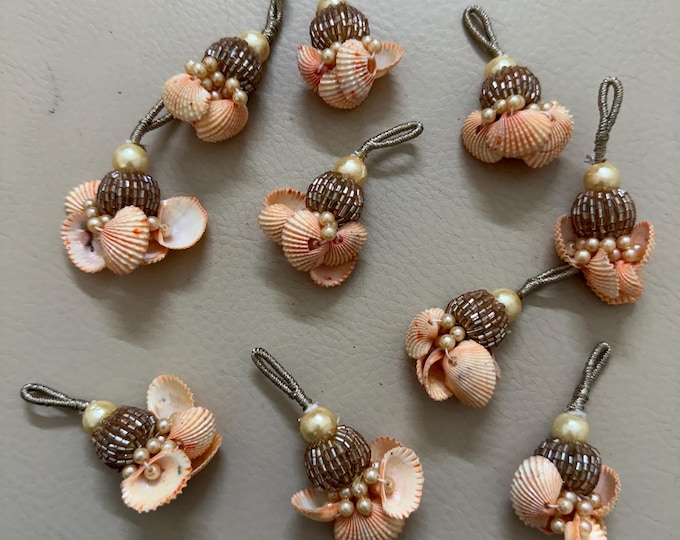 Handmade Shell Tassels | Peach Beaded Tassel | Pack of 10 | Ethnic Jewelry & Garment Latkan