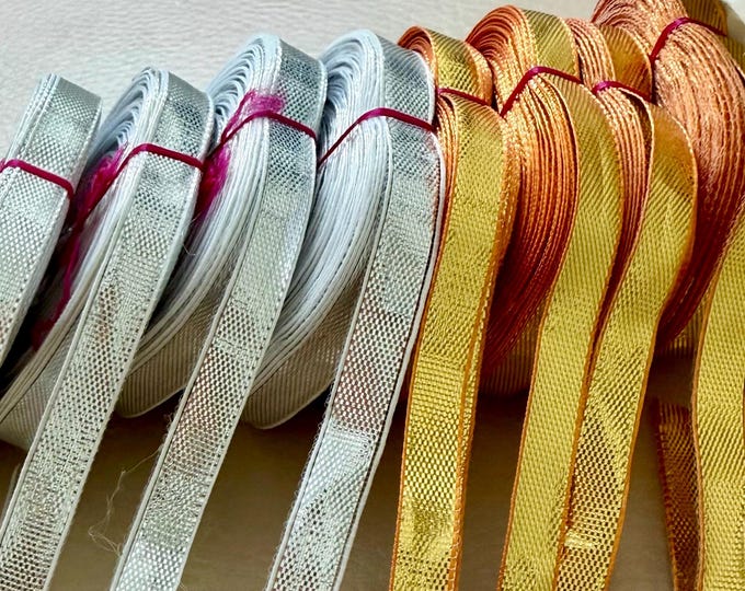 Gota Patti Ribbon – Metallic Indian Trim, 8mm, 4 Rolls