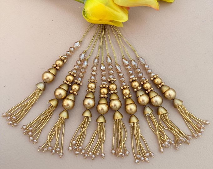 Beaded Tassels Decorative Latkans for Sewing, Handbag Charms - (Set of 2 Tassels)