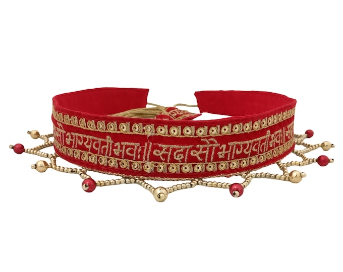 Red Embroidered Belt for Bride Hand made wedding sash
