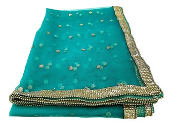 Dupatta for Women Turquoise Shawl Wedding Party Scarf Formal