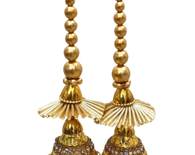 Handmade Gold Latkan Tassels (Set of 2) - Indian Lehenga Blouse Embellishments