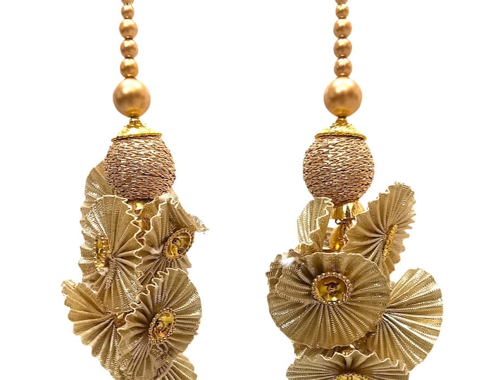 Handmade Gota Patti Lehenga Tassels, Indian Wedding Decor (Set of 2)