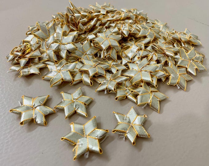 Handmade Golden Gota Patti Star Patches | Indian Fabric Embellishments for Crafts -  50 Pieces