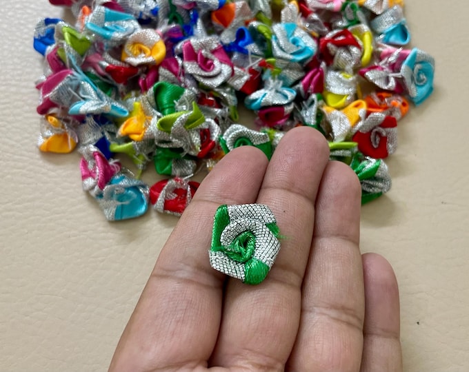 Multicolor Gota Patti Flower Appliques | Handmade Embellishments, DIY Crafts