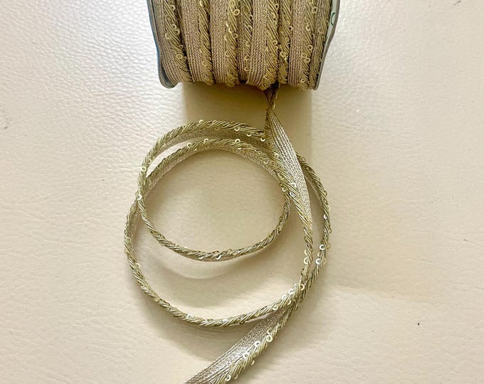 Piping Sequin Trim Indian Braided Lip Cord Ethnic Lace , DIY Crafting - 9 Yards