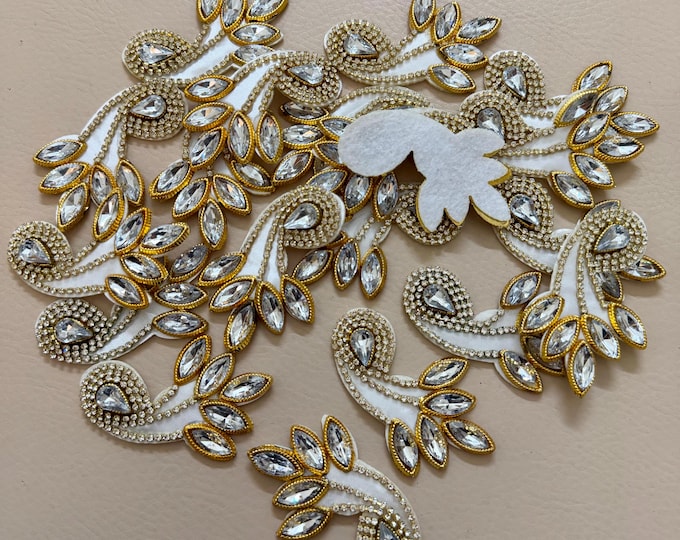 Crystal Appliques - Gold Indian Motif Patches, 2.5 Inch (Set of 10)