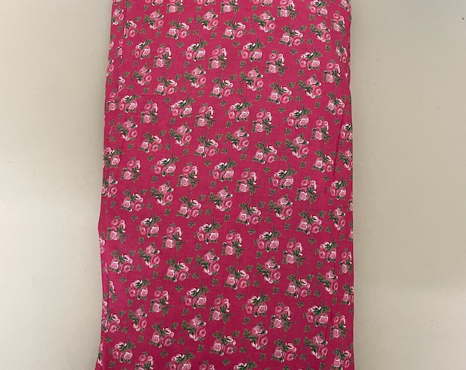 Floral Cotton Fabric by the Yard, Pink Rose Ditsy Print : width 42 inches