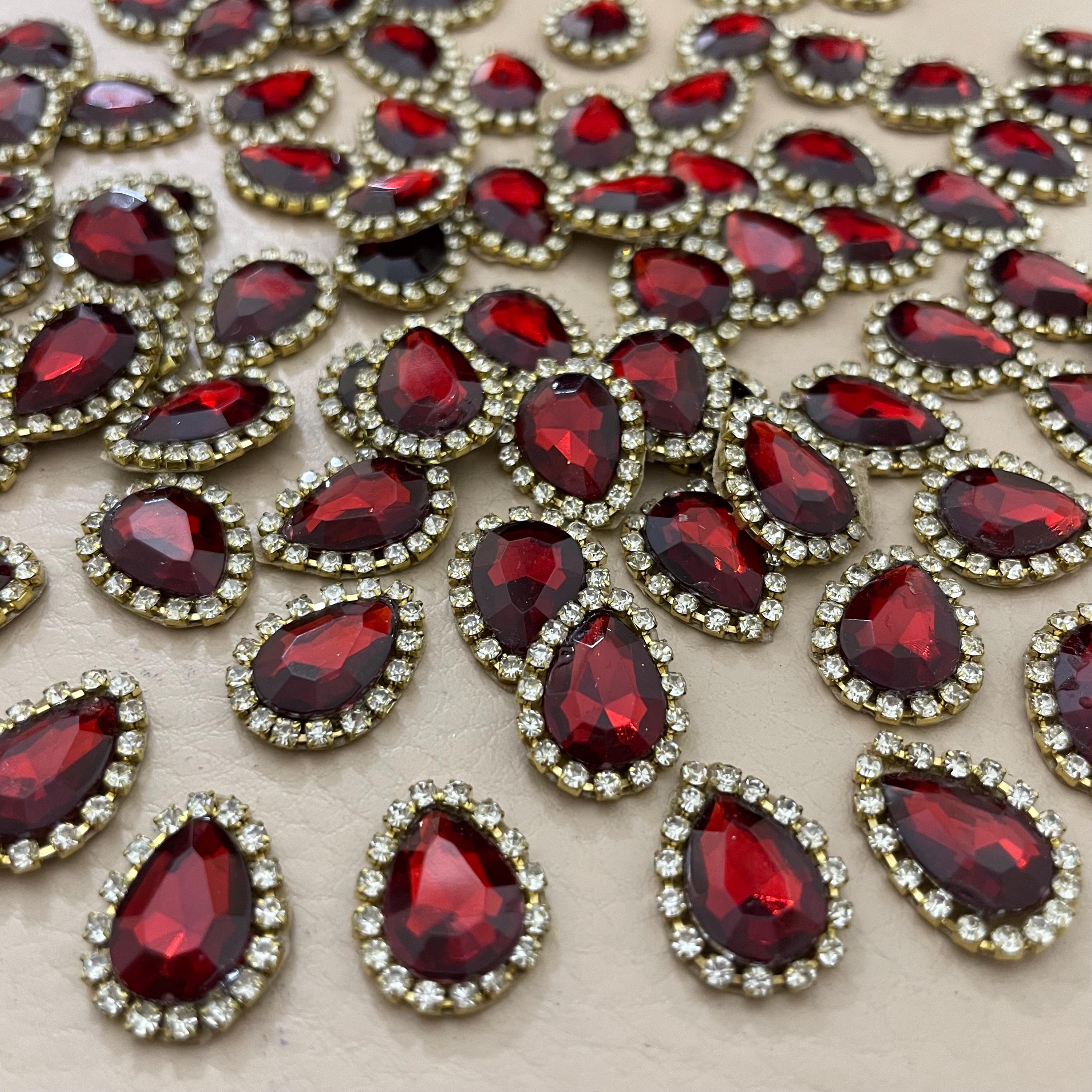 Applique a goccia con strass color marrone, alone di cristallo, gemme da cucire, 25 pezzi