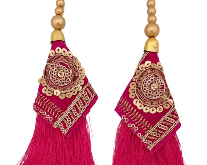 Embellished Indian Tassels, Lehenga Ornament Decor (Set of 2)