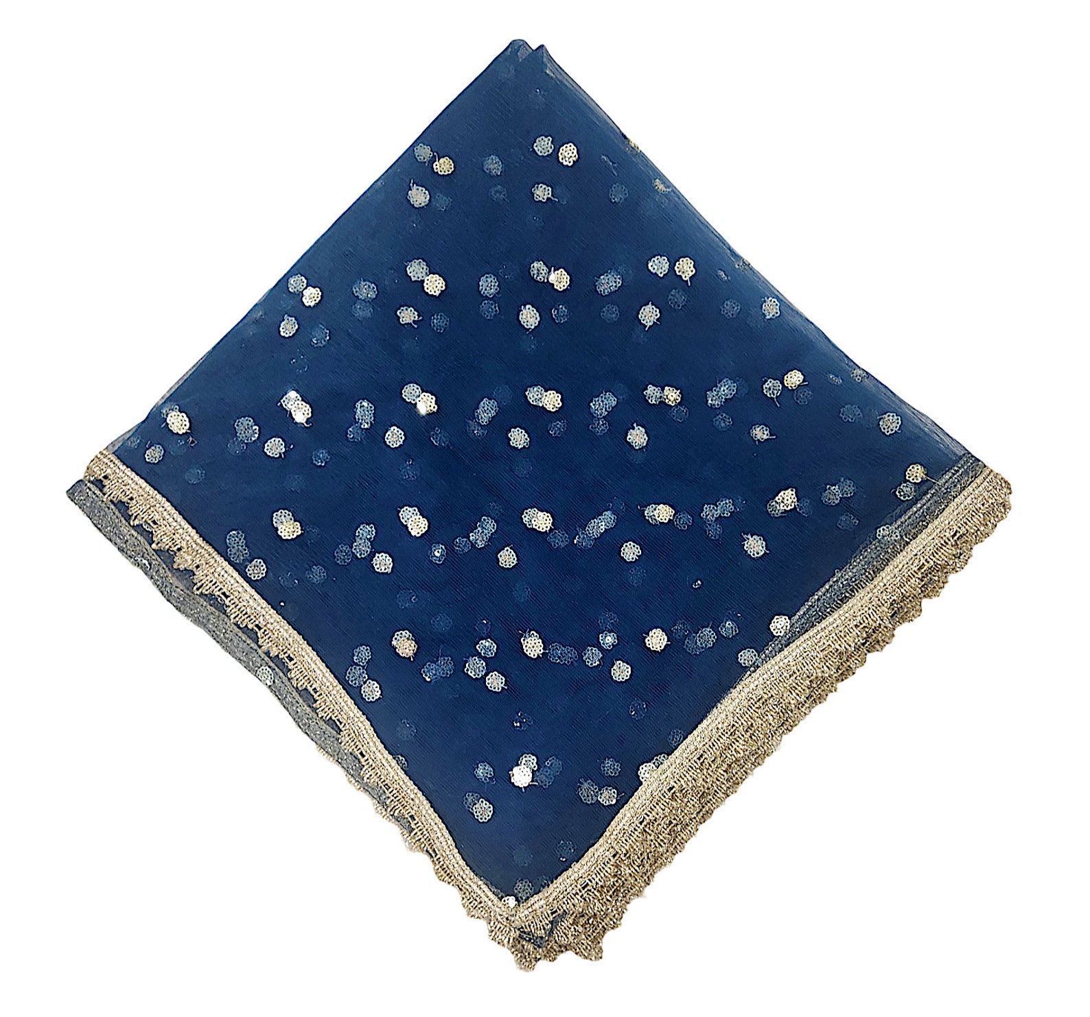 Peacock blue georgette heavy dupatta with embroidery work main image 1