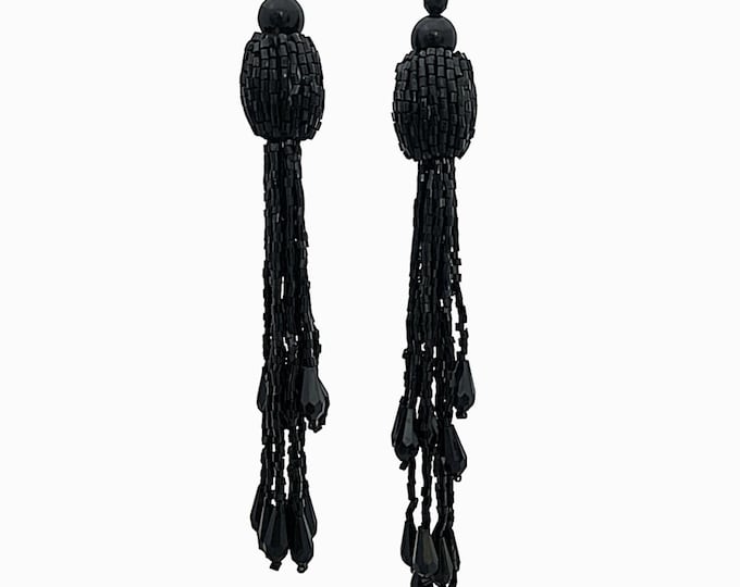 Black beaded tassels for lehenga blouse saree dresses and home decor (Set of 2 Tassels)