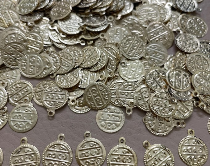 Gold Coin Charms Small Round Medallion Pendants for Jewelry Making - 50 Pcs