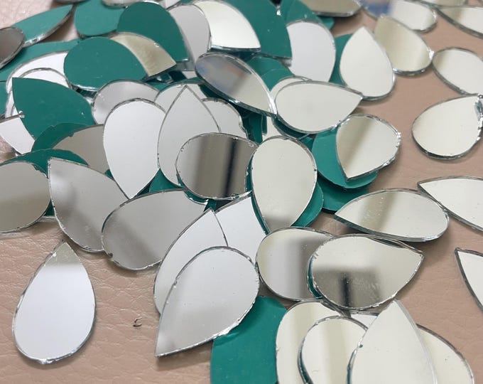 Teardrop Mirror Pieces Pack 50 | Craft Shisha Mirrors | Embroidery Mirror Supply | Dress & Decor Embellishment