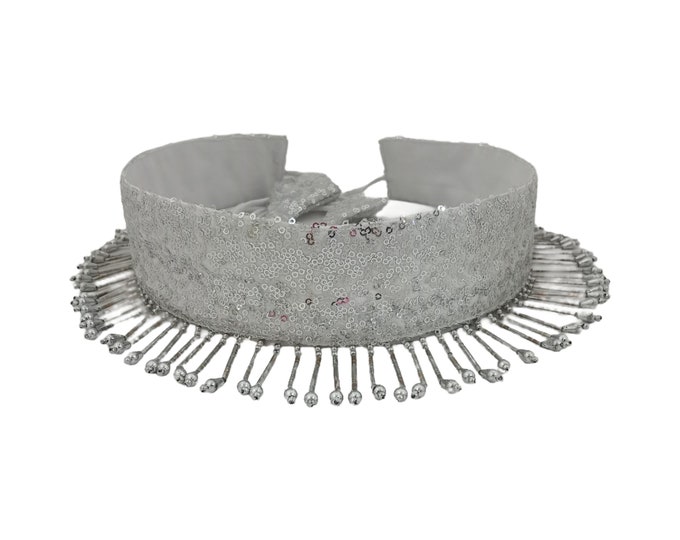 Silver sparkly belt for women sequins handmade kamarband