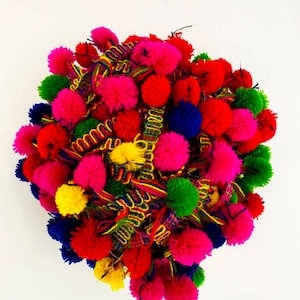 Multicolour Pom Pom Garland Trim  Lace by Yard Pompom Trims for Dress Designing Home Decor Art Craft Projects