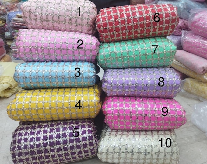 Embroidered fabric by the yard 44” wide Indian designer dress material