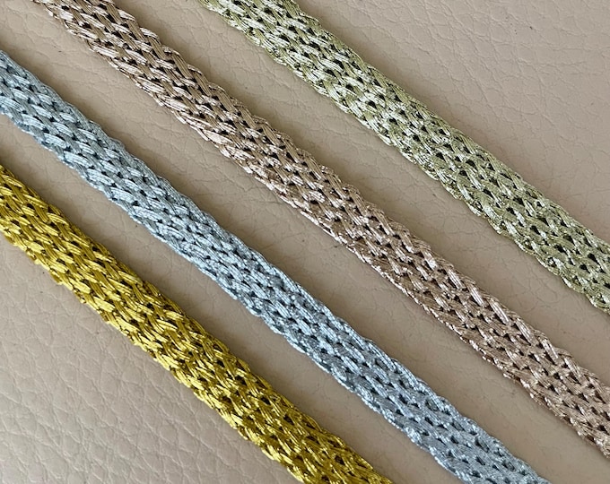 Metallic Braided Trim, Shimmering Woven Ribbon, Apparel and Decor, 8mm, 3 Yards