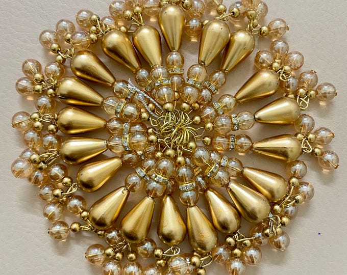 Gold Teardrop & Champagne Crystal Bead Charms | Indian Jewelry Supplies (10 Pack)