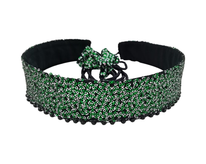 Green sequin sparkly belt for women
