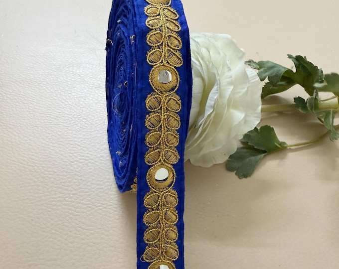 Designer Lace Trim Gold Embroidered Floral Border - 9 Yards Roll