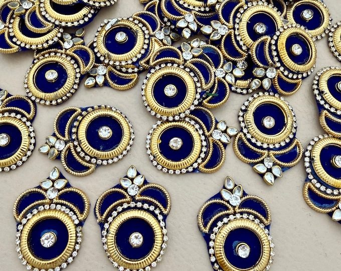 Blue Velvet Patches Embroidered Motifs for Sewing - 10 Pcs