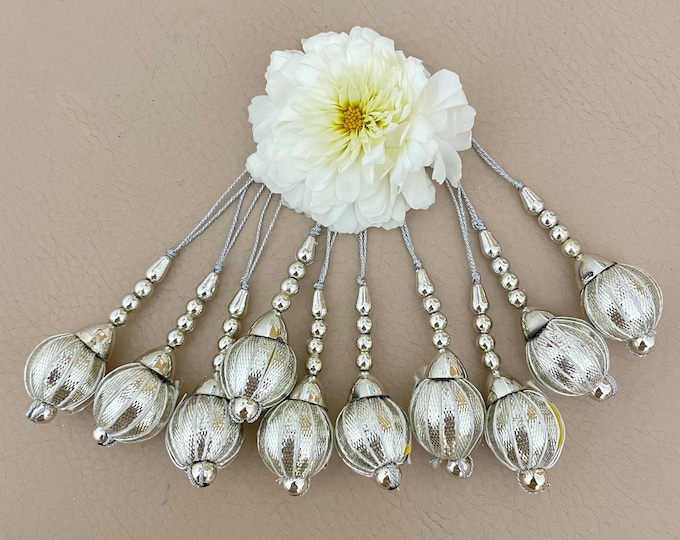 Silver Jhumka Tassels (Set of 10) | Bridal Lehenga Latkan Decor