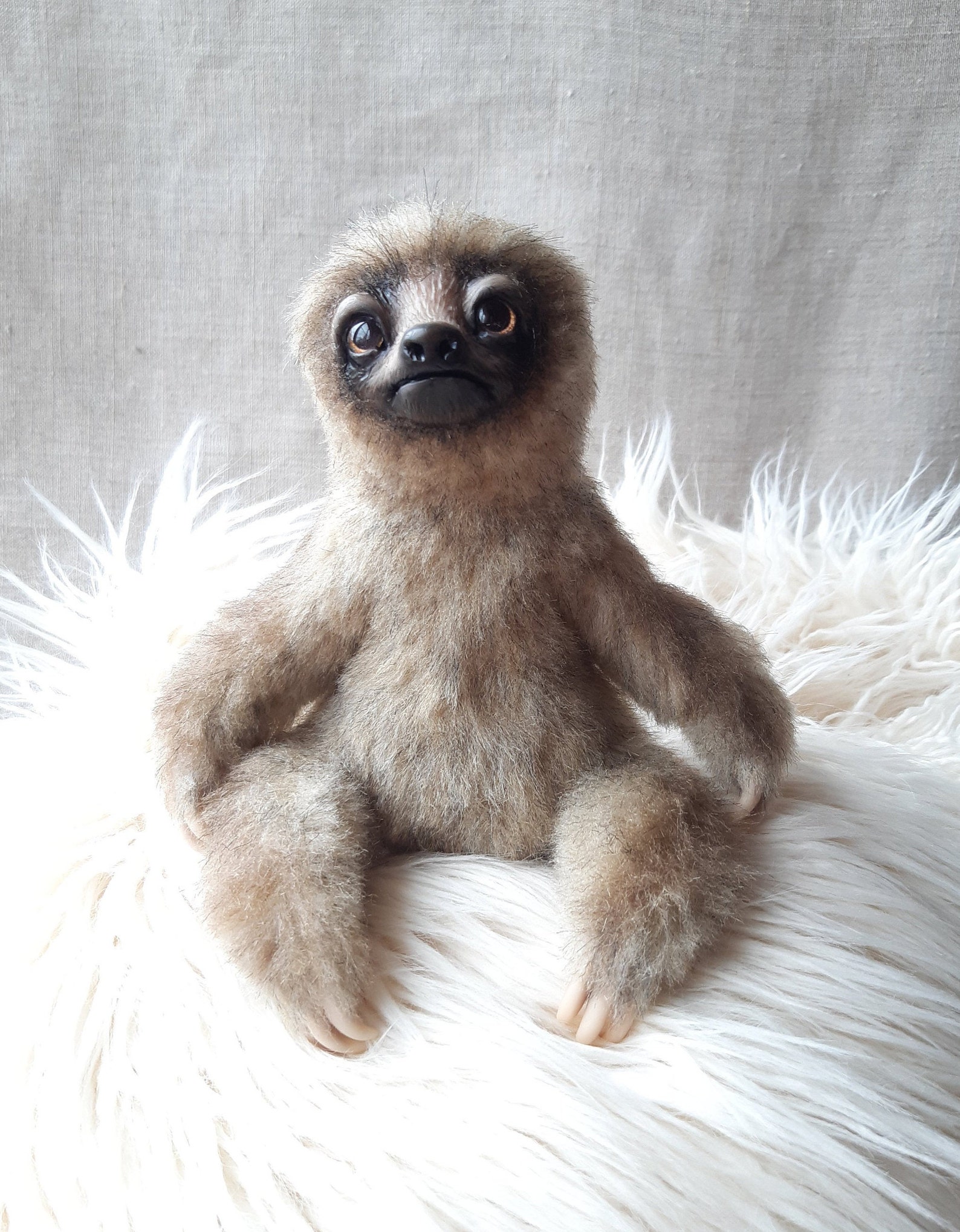 Baby sloth Sloth plush toy Poseable sloth toy Poseable art Etsy