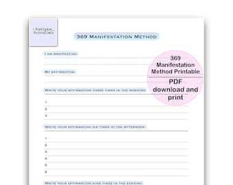 369 Manifestation Method Printable - Selection of Colours - A4, A5, US Letter