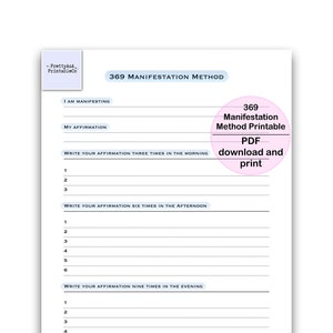 369 Manifestation Method Printable - Selection of Colours - A4, A5, US Letter