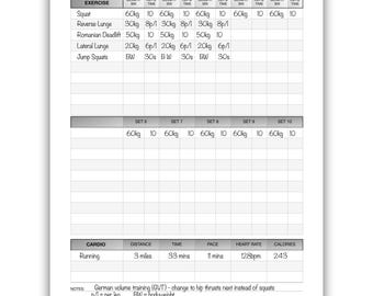Workout Tracker - Exercise Log - Printable Instant Download