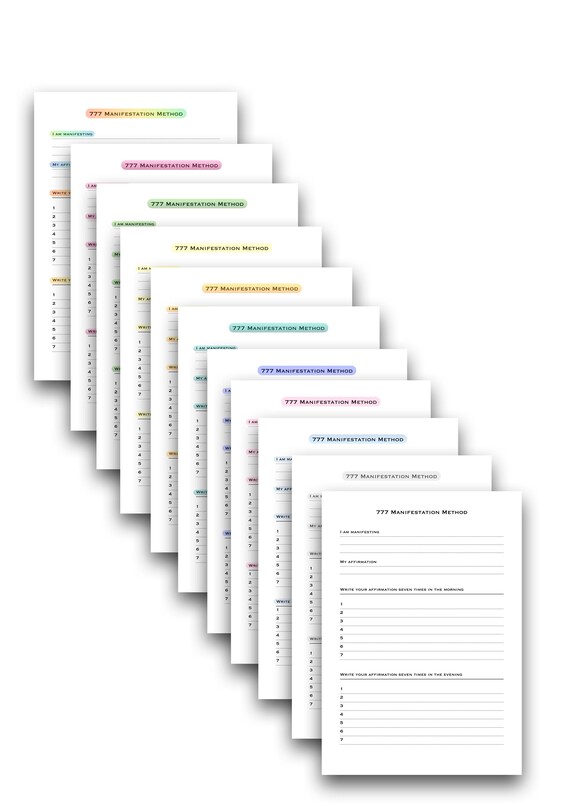 777 Manifestation Method Printable: Law of Attraction Tool