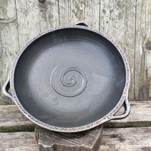 Platt skål, fruktskål, gryta, salladsskål, mattsvart, med handtag